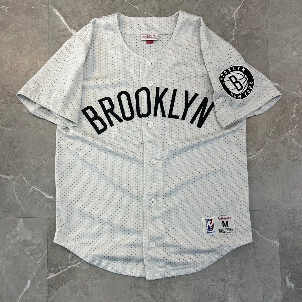 MItchell Ness Brooklyn Nets Jersey Mens Medium Mesh Baseball Stitched Embroider